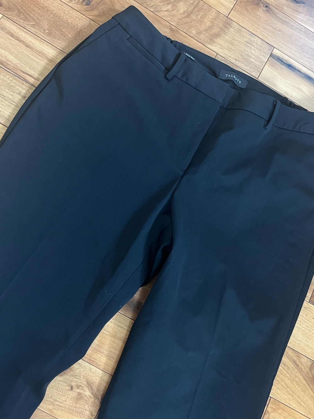 Talbots Black Pleated Barely Boot Stretch Waist Neutral Office Dress Pants 16W - Picture 5 of 13